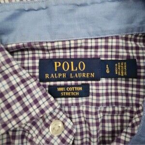 Polo Ralph Lauren Purple and White Checkered Casual Button Down Shirt